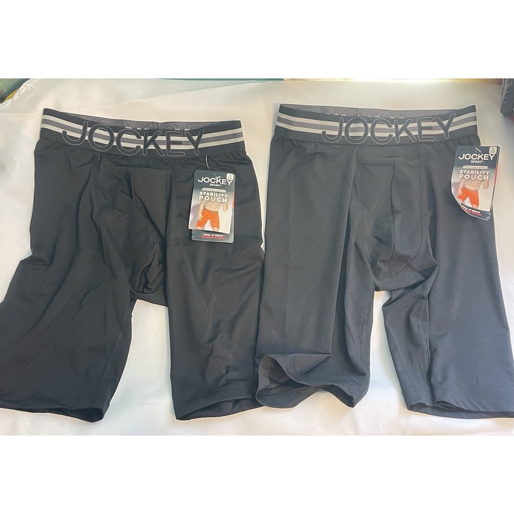 Jockey Men's Active Microfiber 11"Midway Boxer‎ Briefs 2 Black Size S BinB